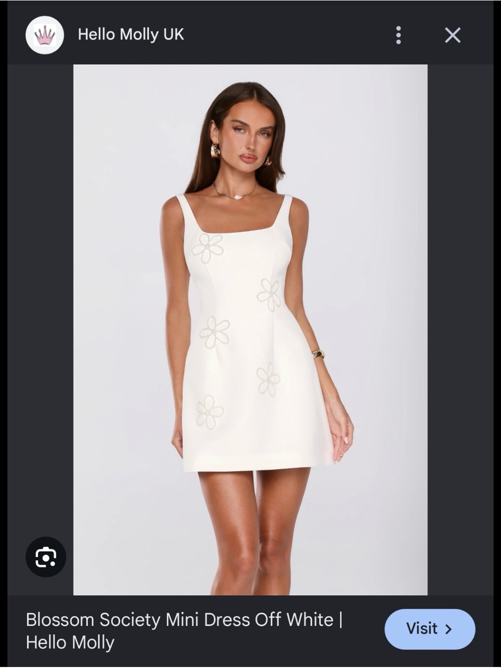 Hello Molly Off-White Daisy Appliqué Mini Dress